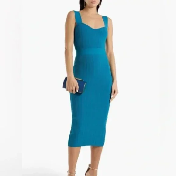 midi knit long sleeve dress Mari Knit Long Sleeve Collared Midi Dress main image 0